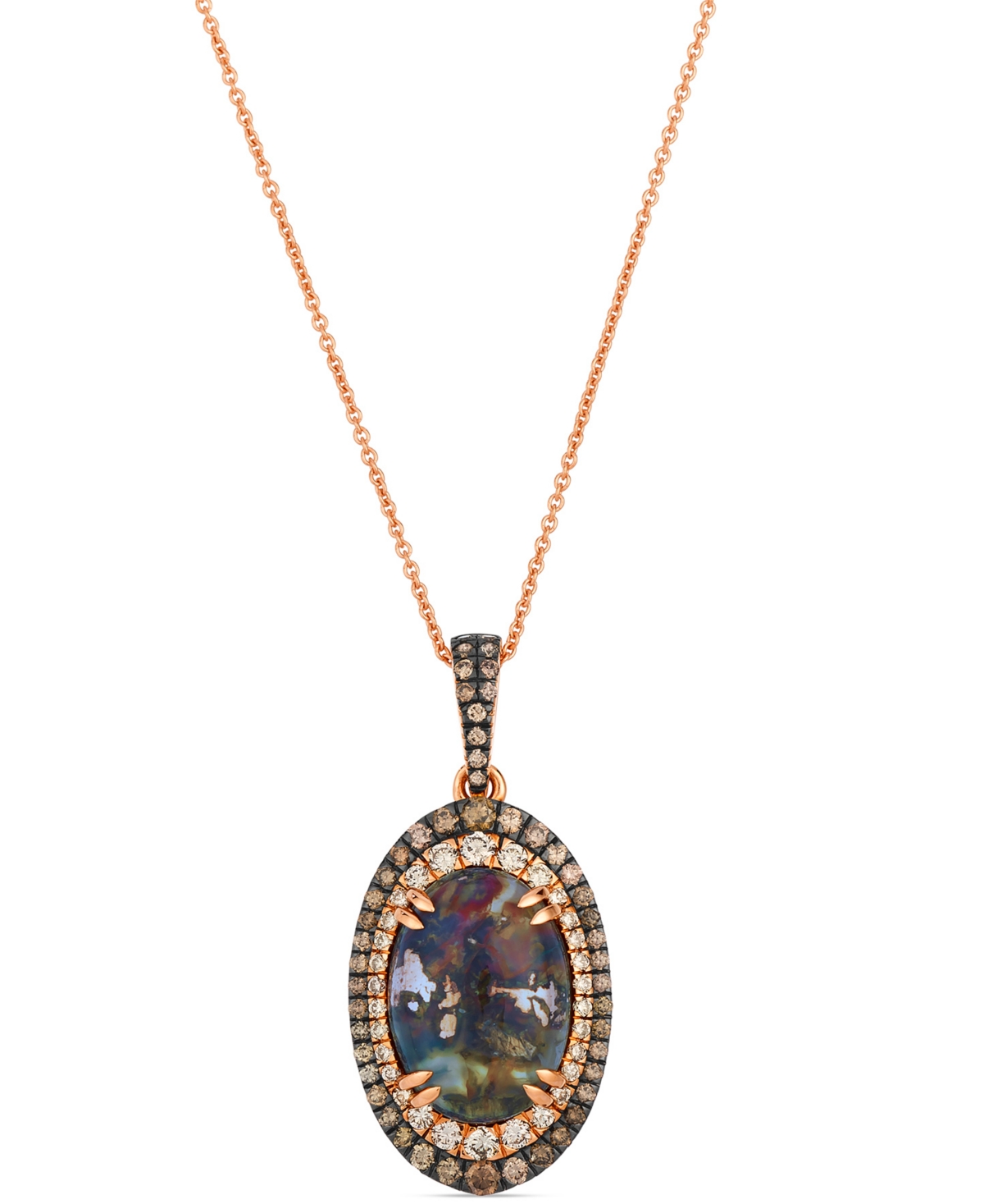 Aquadite (4 ct. t.w.) Nude Diamond (1/3 ct. t.w.) & Chocolate Diamond (3/8 ct. t.w.) Pendant Necklace Set in 14k Rose Gold, 20" - Rose Gold