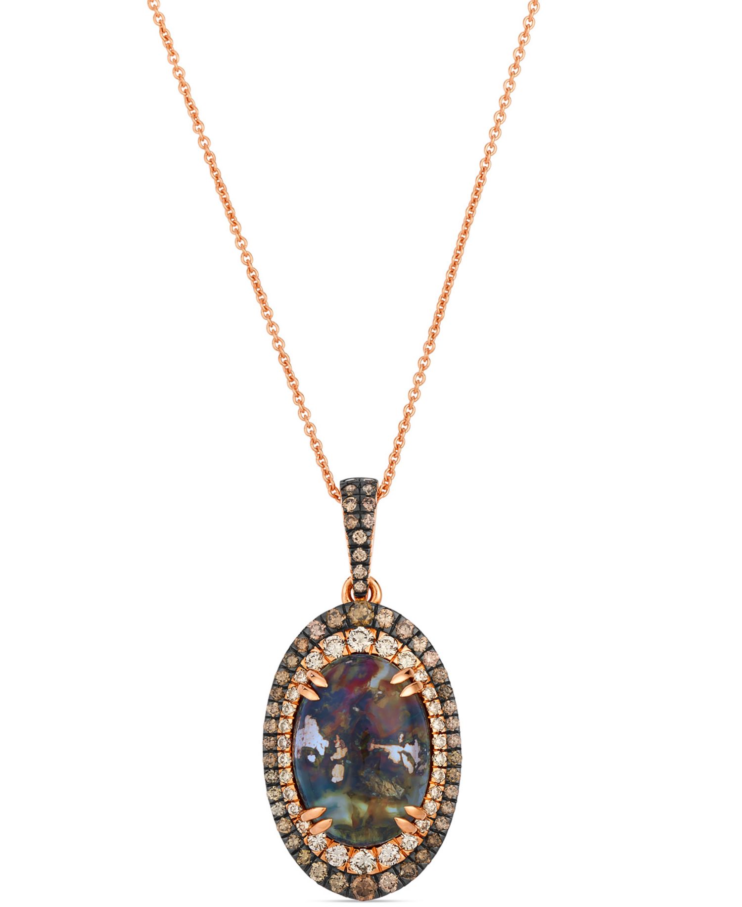 Aquadite (4 ct. t.w.) Nude Diamond (1/3 ct. t.w.) & Chocolate Diamond (3/8 ct. t.w.) Pendant Necklace Set in 14k Rose Gold, 20"