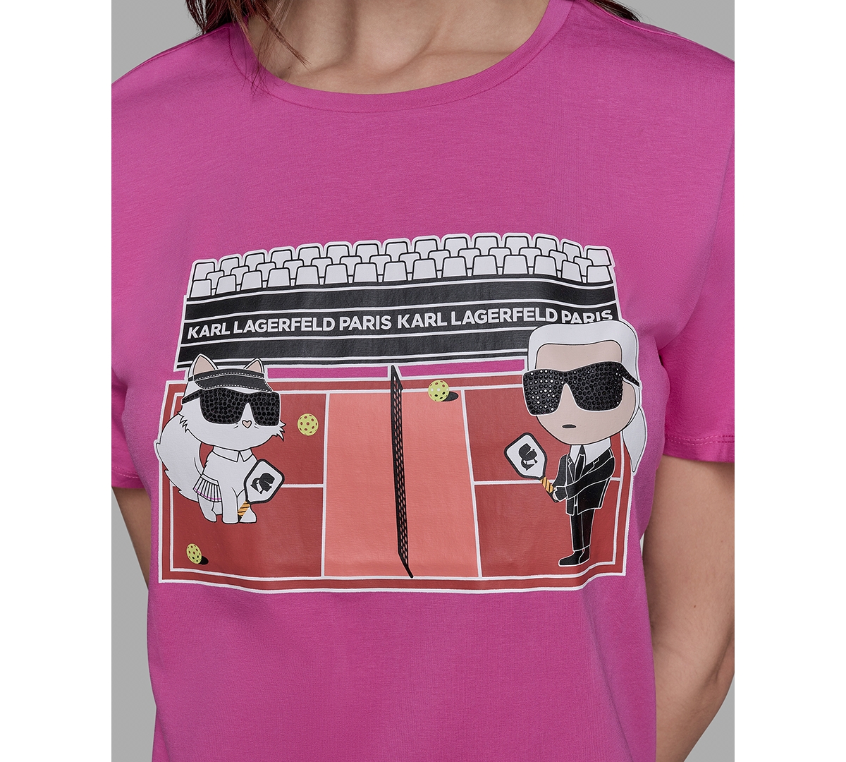 Karl Lagerfeld Petite Karl & Choupette Graphic Tee