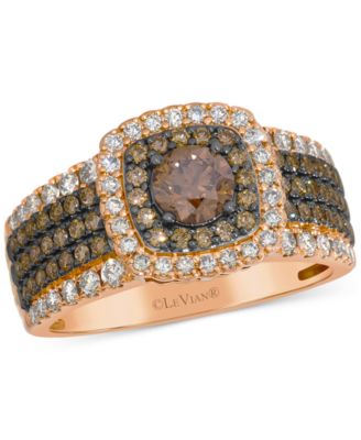 Le Vian - Chocolate Diamond & Nude Diamond Multirow Halo Ring (1-1/3 ct. t.w.) in 14k Rose Gold