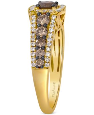Chocolate Diamond & Nude Diamond Halo Ring (1-1/4 ct. t.w.) in 14k Gold