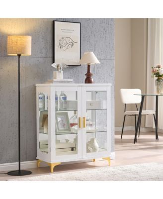 Cataleya 3-Tier Curio Display Cabinet Organizer with Storage Shelves for Figures & Collection Exhibit for Living Room, Bedroom