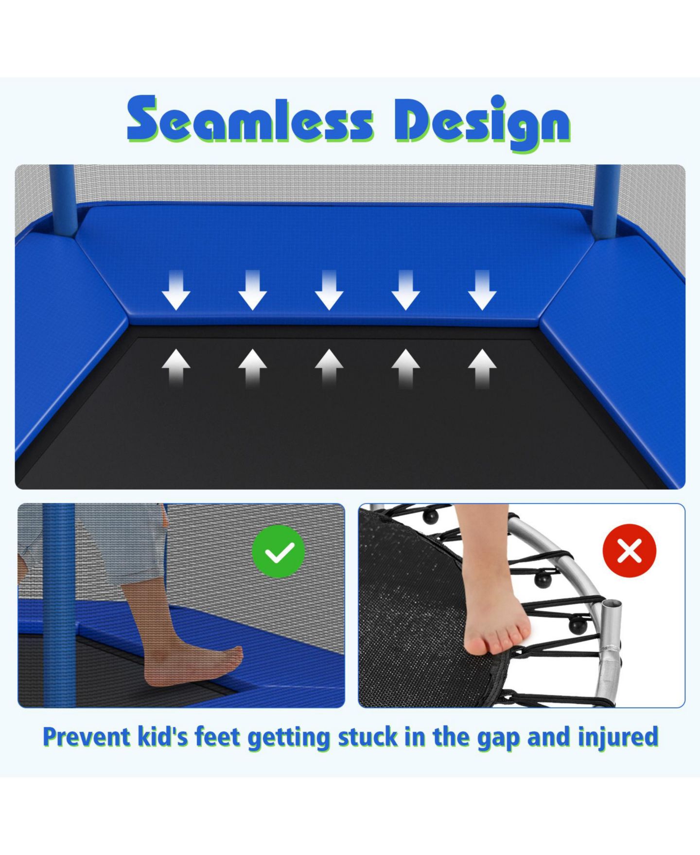 Детская игрушка Mecale 7 Feet Recreational Safety Net Trampoline, 1-3 Players, Ages 3+, цвет: Синий — фото 6