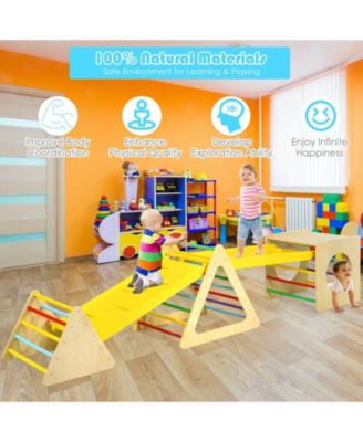 5 in 1 Kids Triangle Climber Play Gym Set with 2 Ramps