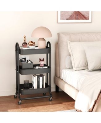 3 Tier Rolling Cart Utility Cart with Lockable Wheels Rolling Metal Storage