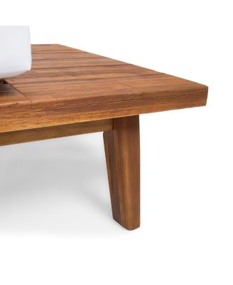 Indoor Minimalist Acacia Wood Right-Sided Sofa with White Cushions, Sandblast Finish