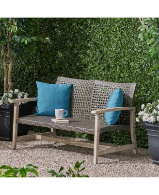 Classic 52 in. Wicker Outdoor Loveseat Features Acacia Wood Frame