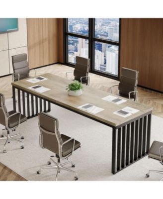 6.5 ft Conference Table with Metal Legs for 4-6, Long Meeting Table for Negotiation Training Seminar