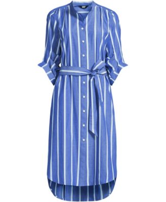 Women's Poplin Oversized Puff Sleeve Midi Shirt Dress