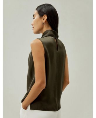 Women's Asymmetrical Sleeveless Cowl Neck Top