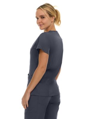 Women's Eleanor 3-Pocket Stretch V-Neck Scrub Top Shocking Pink Medium