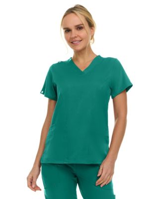 Women's Eleanor 3-Pocket Stretch V-Neck Scrub Top Shocking Pink Medium