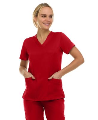 Women's Eleanor 3-Pocket Stretch V-Neck Scrub Top Shocking Pink Medium