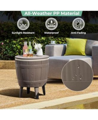 10 Gallon Cooler Bar Table Outdoor Coffee Table Ice Bucket with Telescopic Tabletop for Beer and Wine