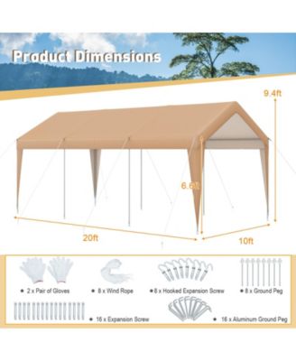 10 x 20 Feet Patio Heavy Duty  All-Weather Tent Carport with Galvanized Steel Frame