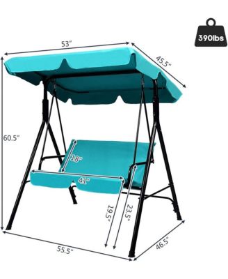 2 Person Weather Resistant Canopy Swing for Porch Garden Backyard Lawn