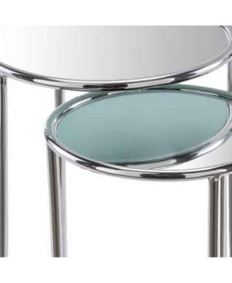 Glam Round End Table with Aluminum Frame and Mirrored Surface