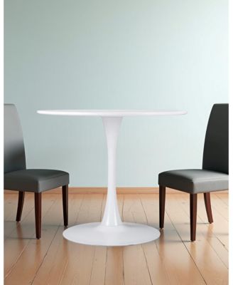 35" Steel Base Dining Table – Sturdy Pedestal Design for Home, Bistro, or Office Use