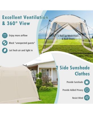 10 x 10 Feet Screened Canopy Tent w/ Vestibule and Zippered Door