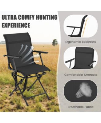 Foldable Swivel Patio Chair with Armrest and Mesh Back