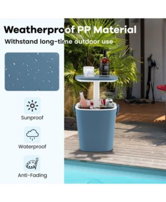 3-in-1 Portable Cooler Bar Table with Bottle Opener and Lift Top Lid for Camping Poolside