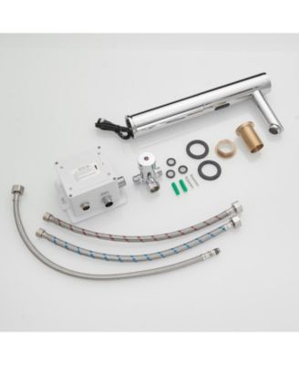 Automatic Sensor Touchless Single Hole Bathroom Sink Faucet With Temperature Mixing Valve In Polished Chrome