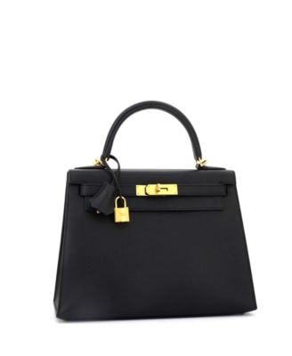 Pre-Owned Hermes Kelly 28 Handbag Black Epsom with Gold Hardware