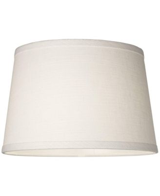 White Linen Small Drum Lamp Shade 10" Top x 12" Bottom x 8" High (Spider) Replacement with Harp and Finial