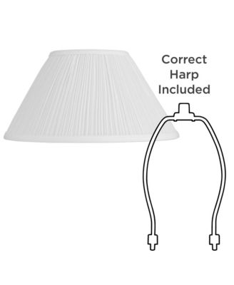 White Mushroom Pleated Medium Lamp Shade 6" Top x 14" Bottom x 8" Slant (Spider) Replacement with Harp and Finial
