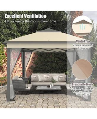 11 x 11 Feet 2-Tier Pop-Up Gazebo Tent Portable Canopy Shelter Carry Bag Mesh