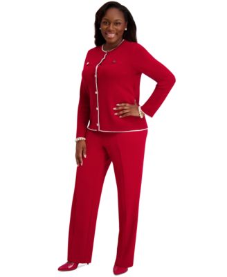 Round-Neck Long-Sleeve Button Front Cardigan, Regular & Plus 