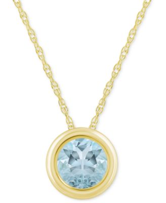 Gemstone Round 18" Pendant Necklace in 10k Yellow Gold (also in 10k White Gold)