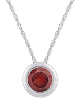 Gemstone Round 18" Pendant Necklace in 10k Yellow Gold (also in 10k White Gold)