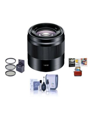 E 50mm f/1.8 OSS Lens for Sony E, Black, Bundle with 49mm Filter Kit, Cleaning Kit, Mac Software Kit
