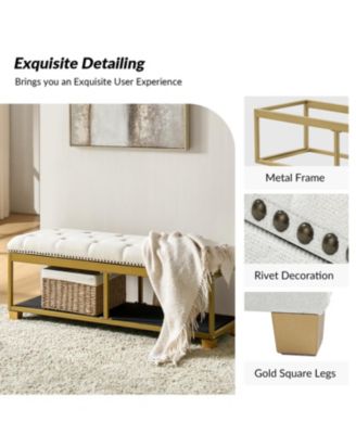 Lauris Classic Tufted Design Storage Bench with Nailhead Trim