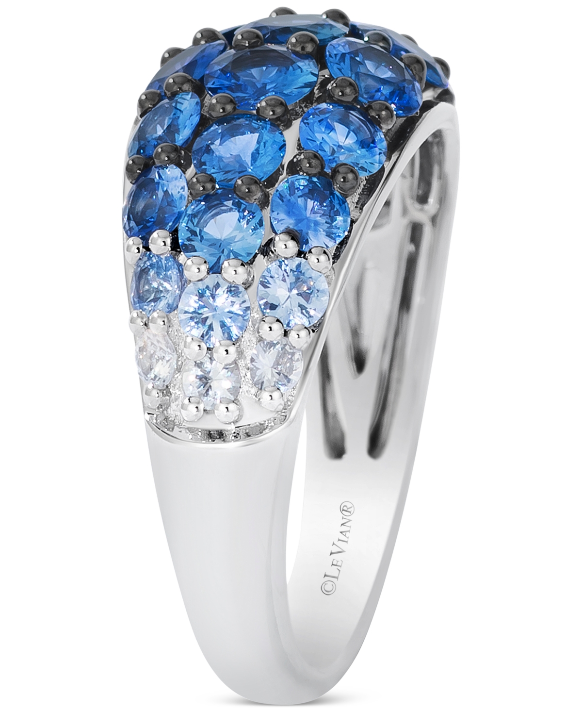 LE VIAN DENIM OMBRE (2-3/4 CT. T.W.) & WHITE SAPPHIRE (1/6 CT. T..W) DOME CLUSTER RING IN 14K WHITE GOLD 