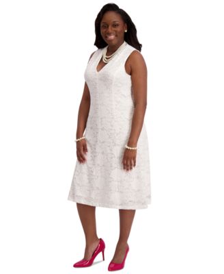 Women's Sleeveless Lace Fit & Flare Dress, Regular & Plus Sizes 