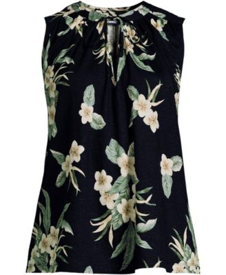 Women's Linen Blend Notch Neck Swing Tank Top