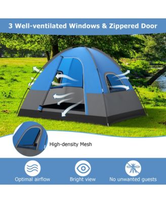 Camping Tent for 2-3 People Waterproof & Windproof Family Dome Tent w/ Rainfly