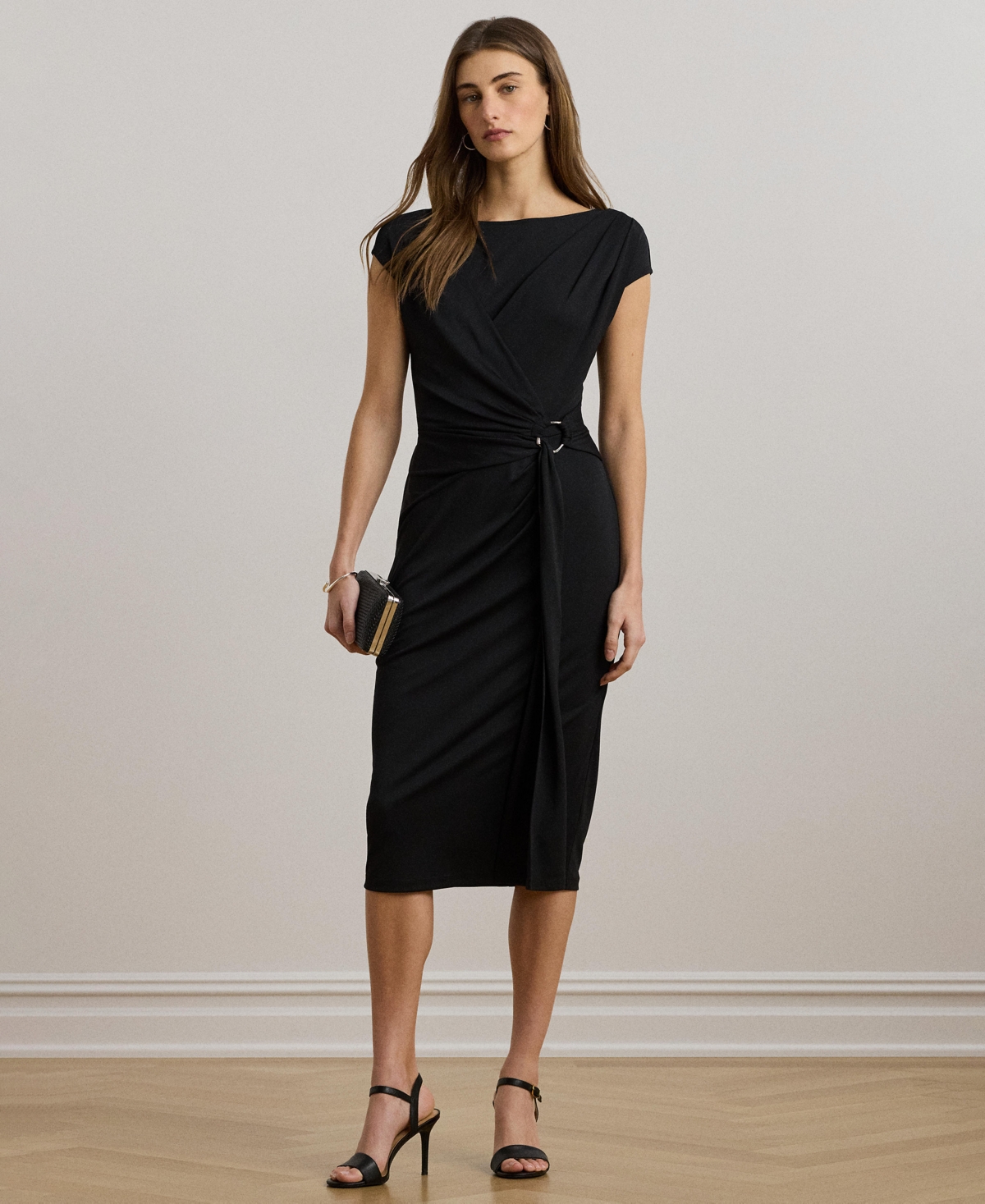 Women's Ring-Trim Jersey Cap-Sleeve Dress - Madison Red