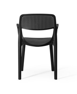 Outdoor Stackable Plastic Resin Patio Dining Armchair (Set of 2)