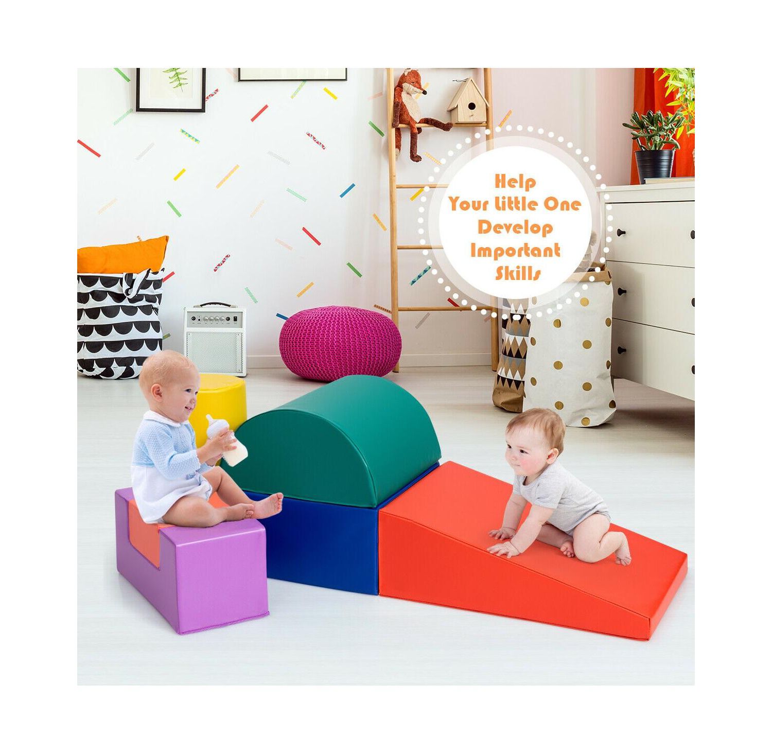 6 Piece Climb Crawl Play Set Indoor Kids Toddler