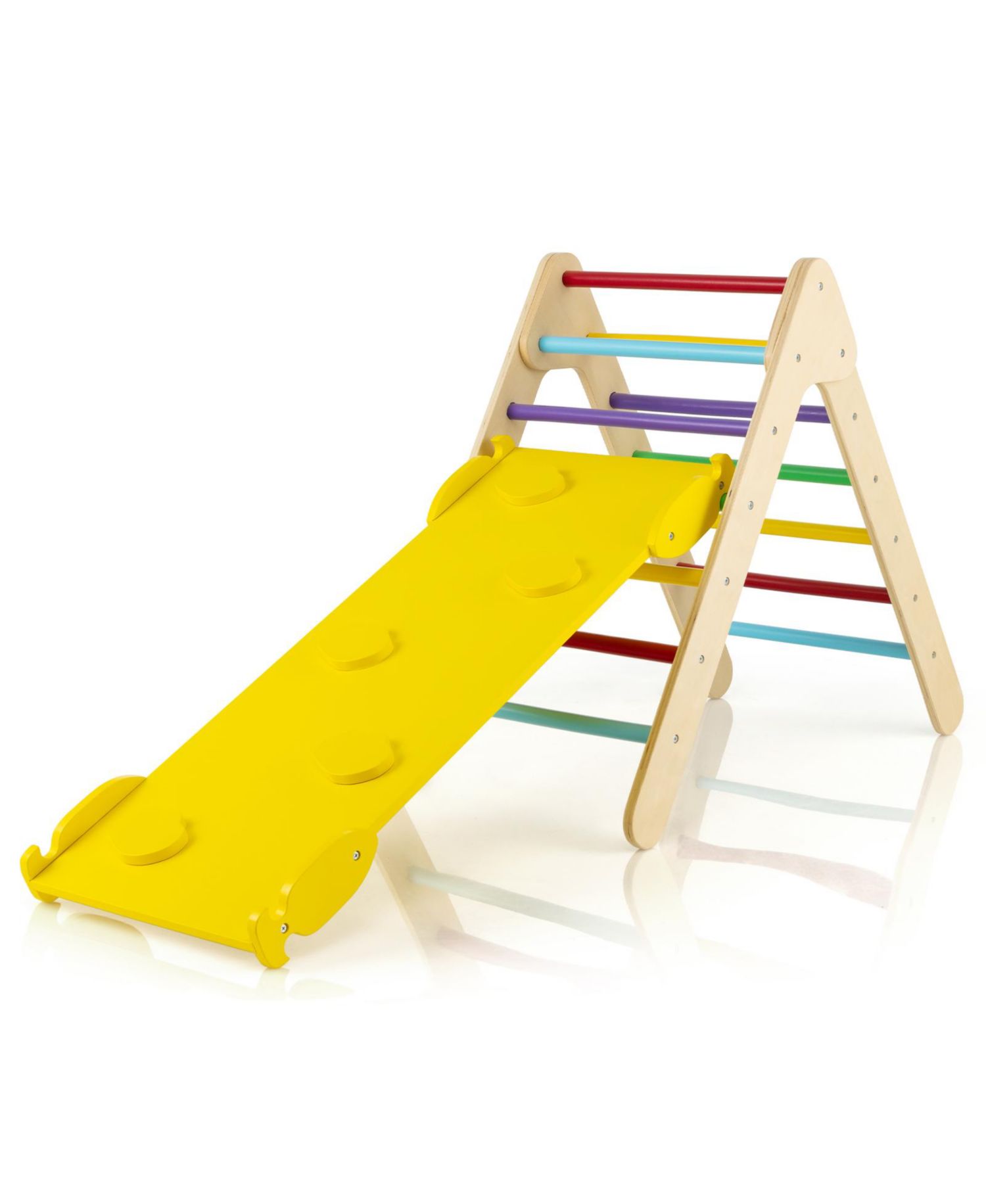 Ages 1+ 3-in-1 Wooden Adjustable Climbing Triangle and Ramp, 2-Piece Set