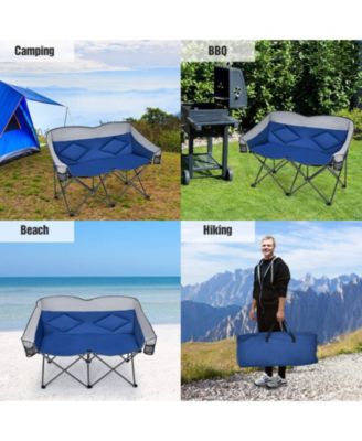 Folding Camping Chair with Bags and Padded Backrest