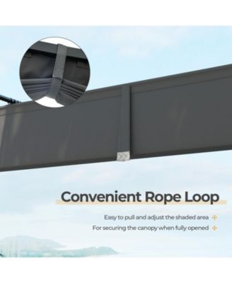 10 x 10 Feet Outdoor Pergola with Retractable Canopy and Metal Columns