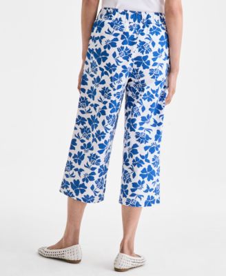Women's Printed Cotton Pull-On Cropped Pants, Exclusively at Macy's