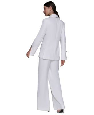 Women's Rhinestone Embellished Slit-Cuff Blazer 