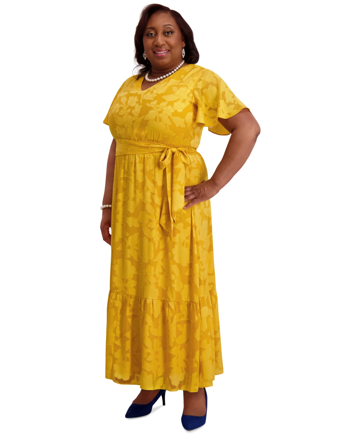 Kasper Flutter-sleeve Smock-waist Dress, Regular & Plus