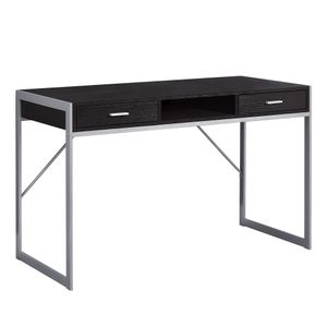 Compact Computer Desk with Dual Drawers for Study or Workspace