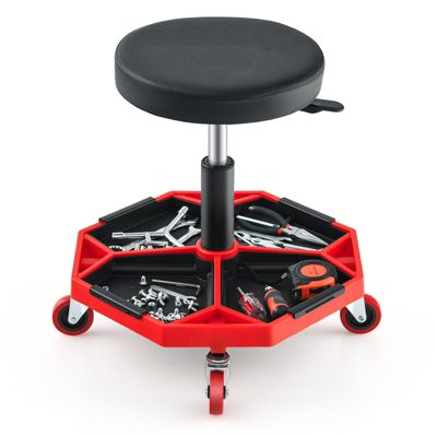 330 LBS Capacity Pneumatic Rolling Mechanic Stool with Padded Seat